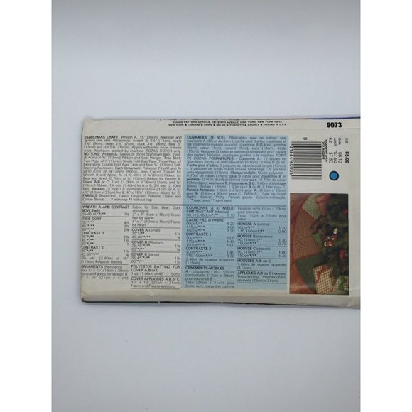 Vogue Christmas Pattern 9073 Wreath Tree Skirt Ornament Basket Cover Craft Uncut - Picture 4 of 5